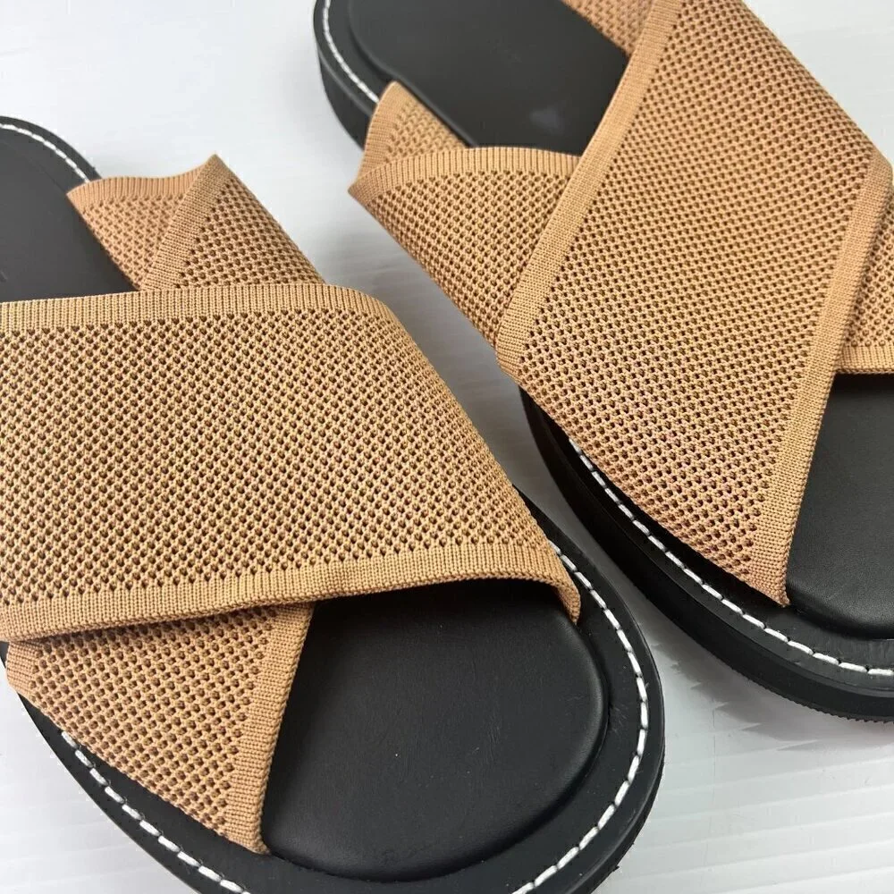 Everlane The ReKnit City Flatform Sandal Size 11 Tan Black - Picture 4 of 11